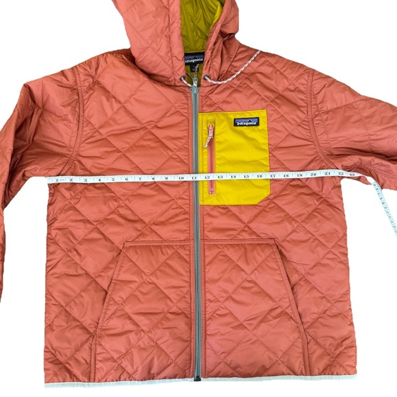 Patagonia Diamond Quilted Bomber Hoody Women’s Large Orange Rust Outdoor Rare - Picture 13 of 14